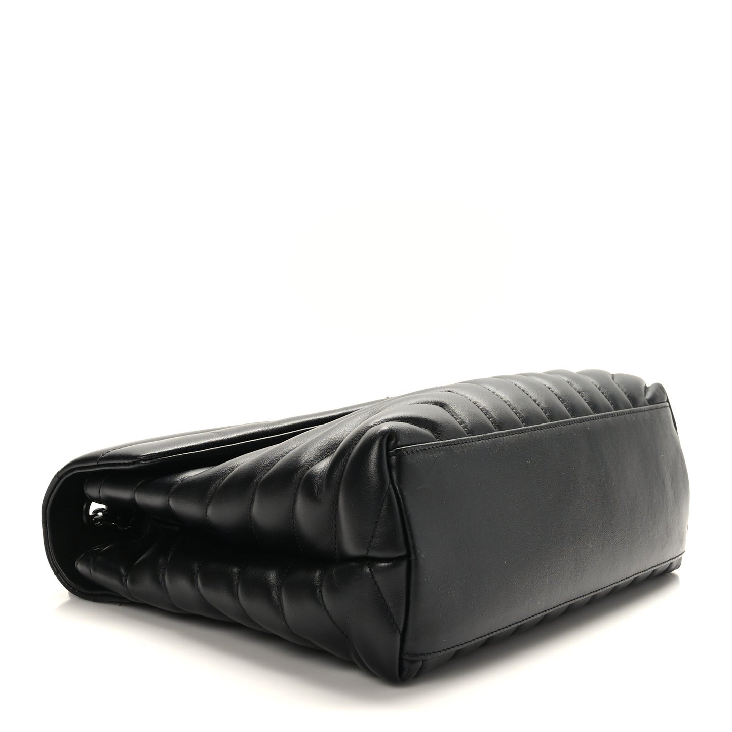 Calfskin Y Quilted Monogram Monochrome Medium Loulou Chain Satchel Black