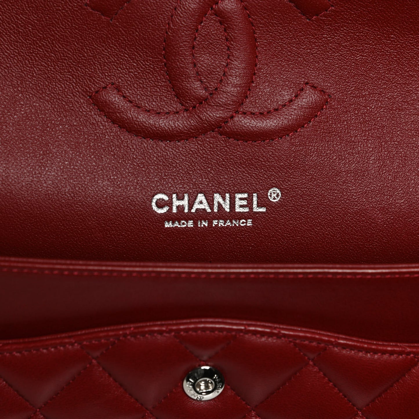 Lambskin Quilted Medium Double Flap Red