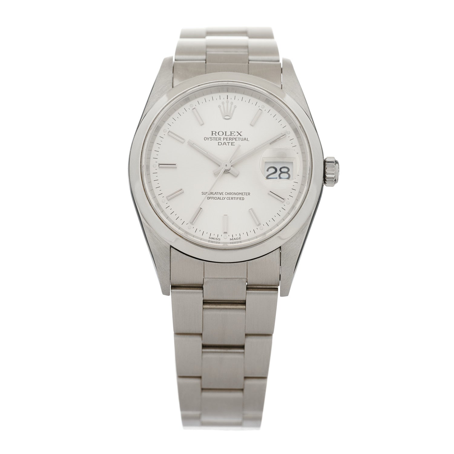 Rolex Stainless Steel 34mm Oyster Perpertual Date Watch Silver 15200 1 of 4