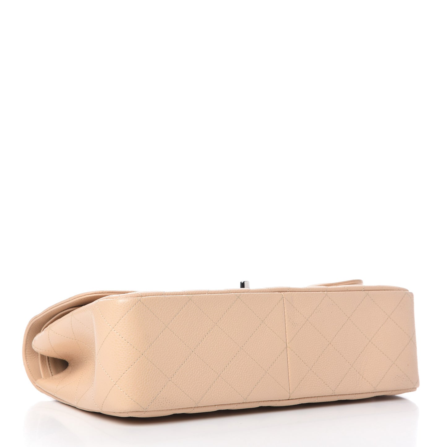 Caviar Quilted Jumbo Double Flap Beige Clair