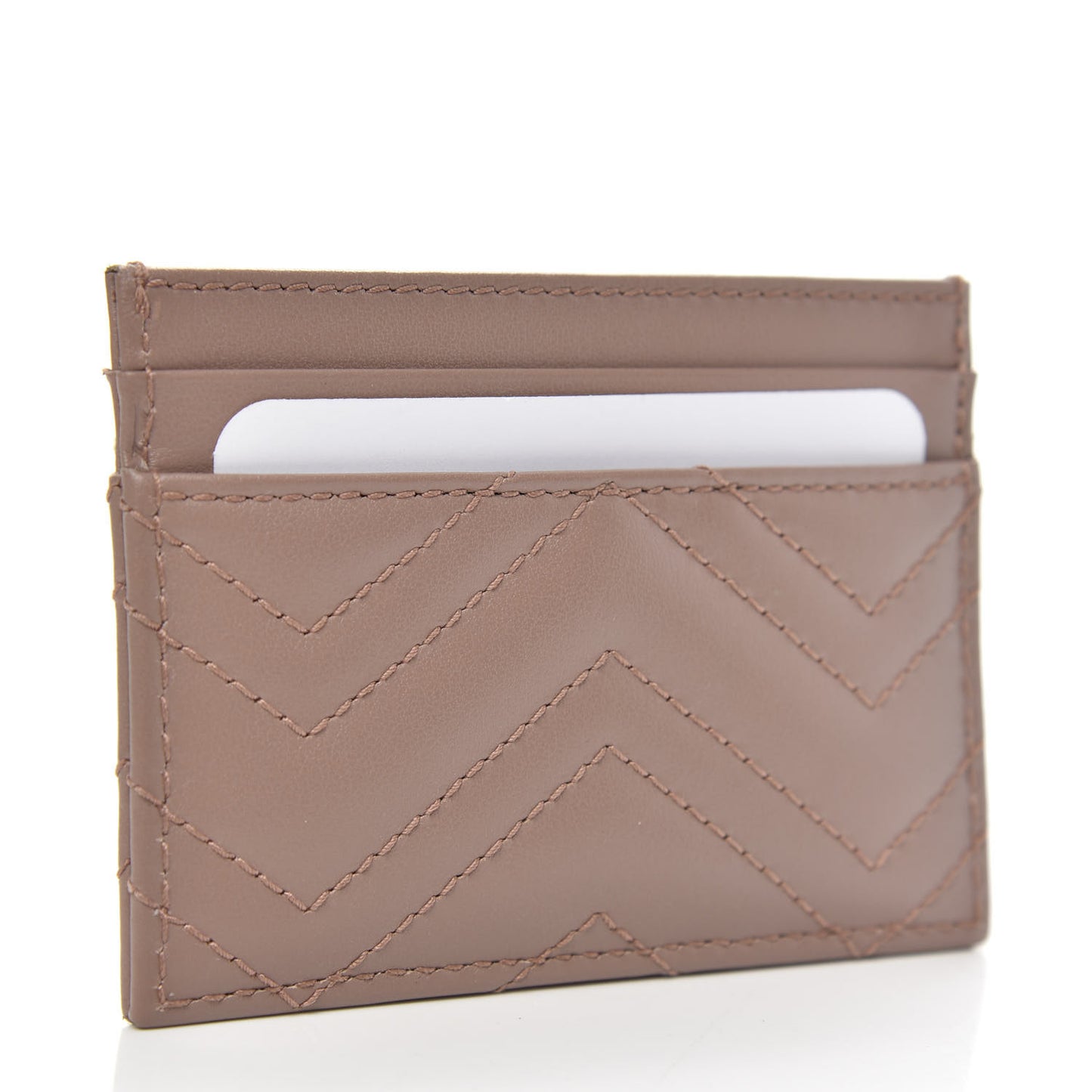 Calfskin Matelasse GG Marmont Card Holder Porcelain Rose