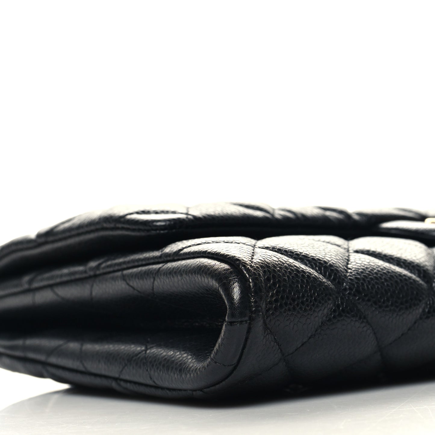 Caviar Quilted Clutch With Chain Flap Black