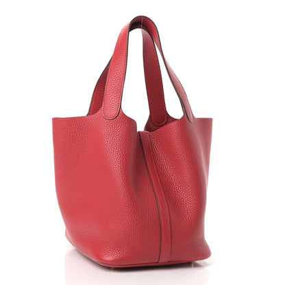 Hermes Taurillon Clemence Picotin Lock 22 MM Rouge Casaque 3 of 9