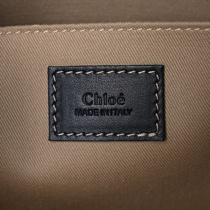 Chloe Cotton Calfskin Large Woody Ribbon Tote White Blue 6 of 10