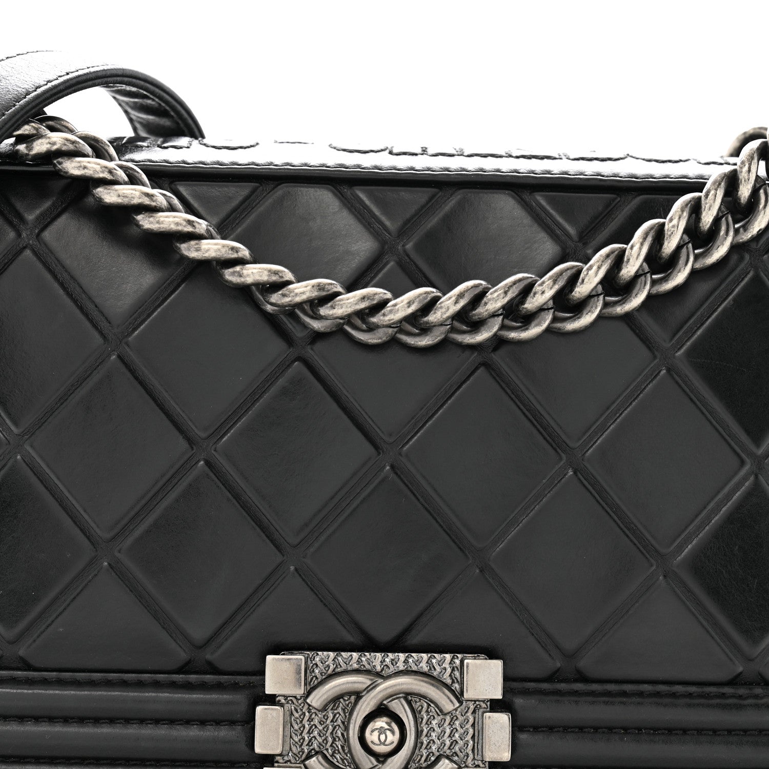 Chanel Calfskin Embossed Medium Paris Salzburg Boy Flap Black 8 of 11