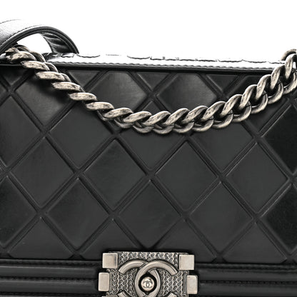 Chanel Calfskin Embossed Medium Paris Salzburg Boy Flap Black 8 of 11