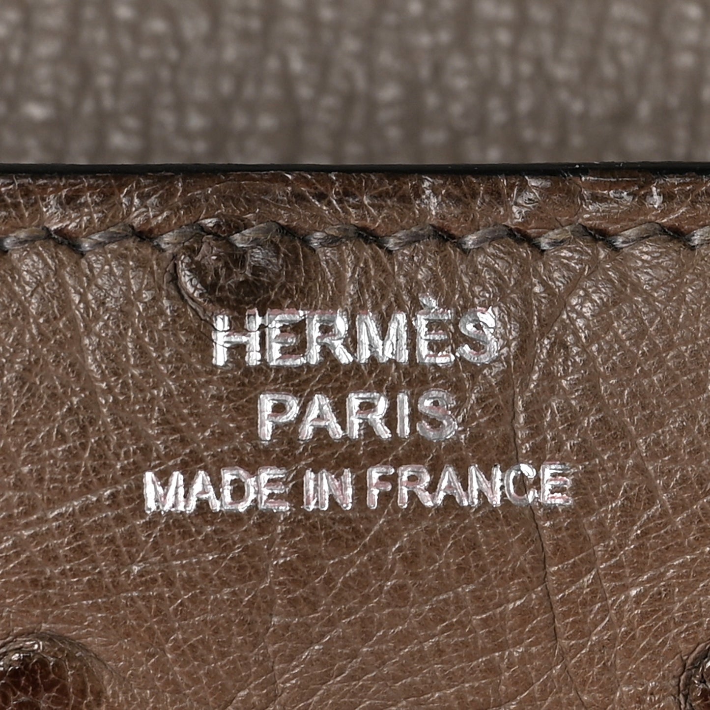 Ostrich Kelly Longue Wallet Gris Tourterelle