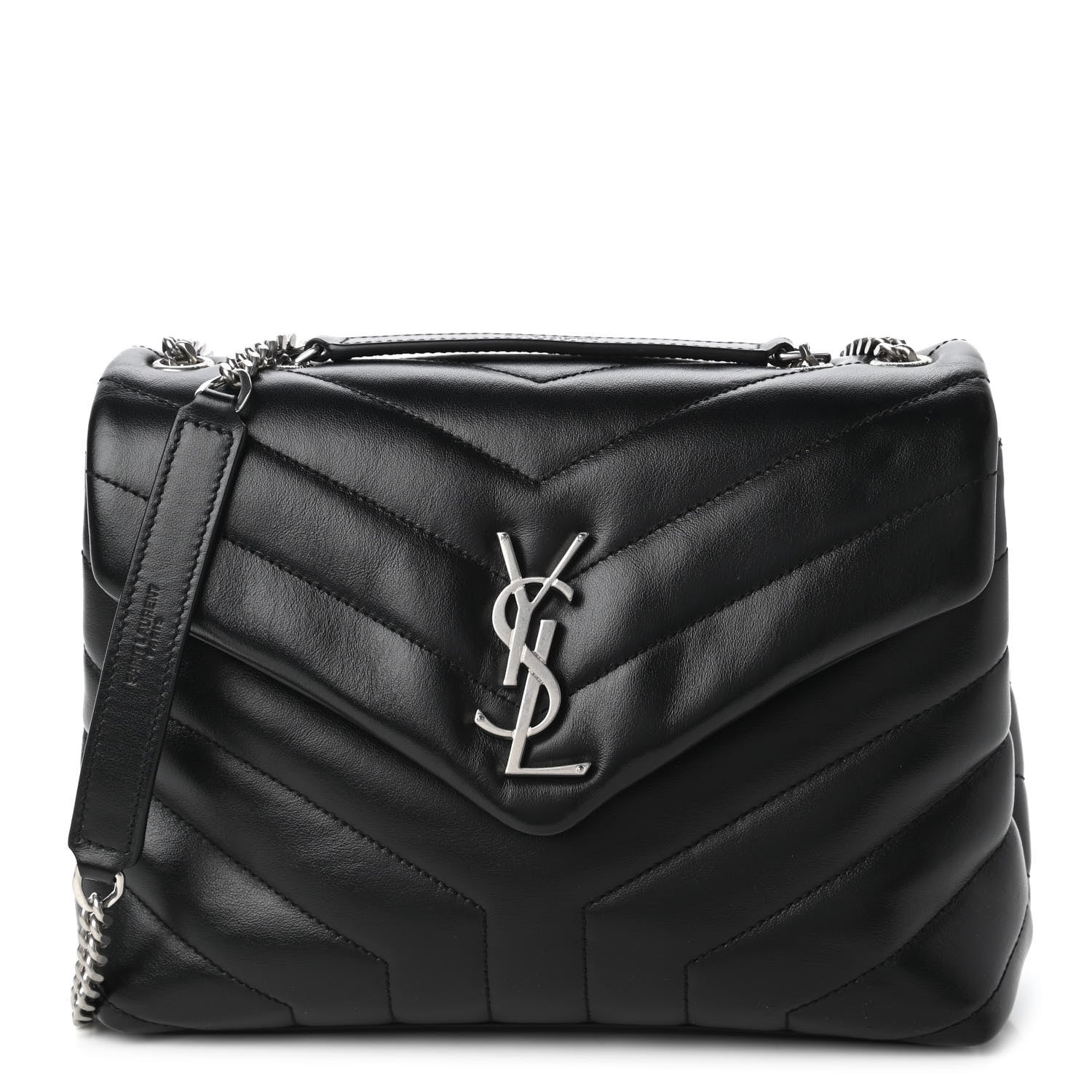 Saint Laurent Calfskin Y Quilted Monogram Small Loulou Chain Satchel Black 1 of 10
