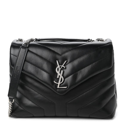Saint Laurent Calfskin Y Quilted Monogram Small Loulou Chain Satchel Black 1 of 10