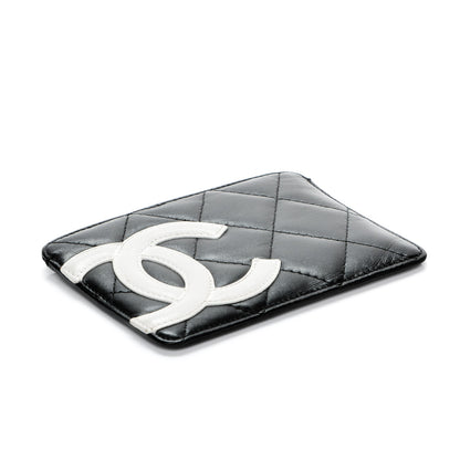 Chanel Calfskin Quilted Cambon Card Holder Black White 4 of 7