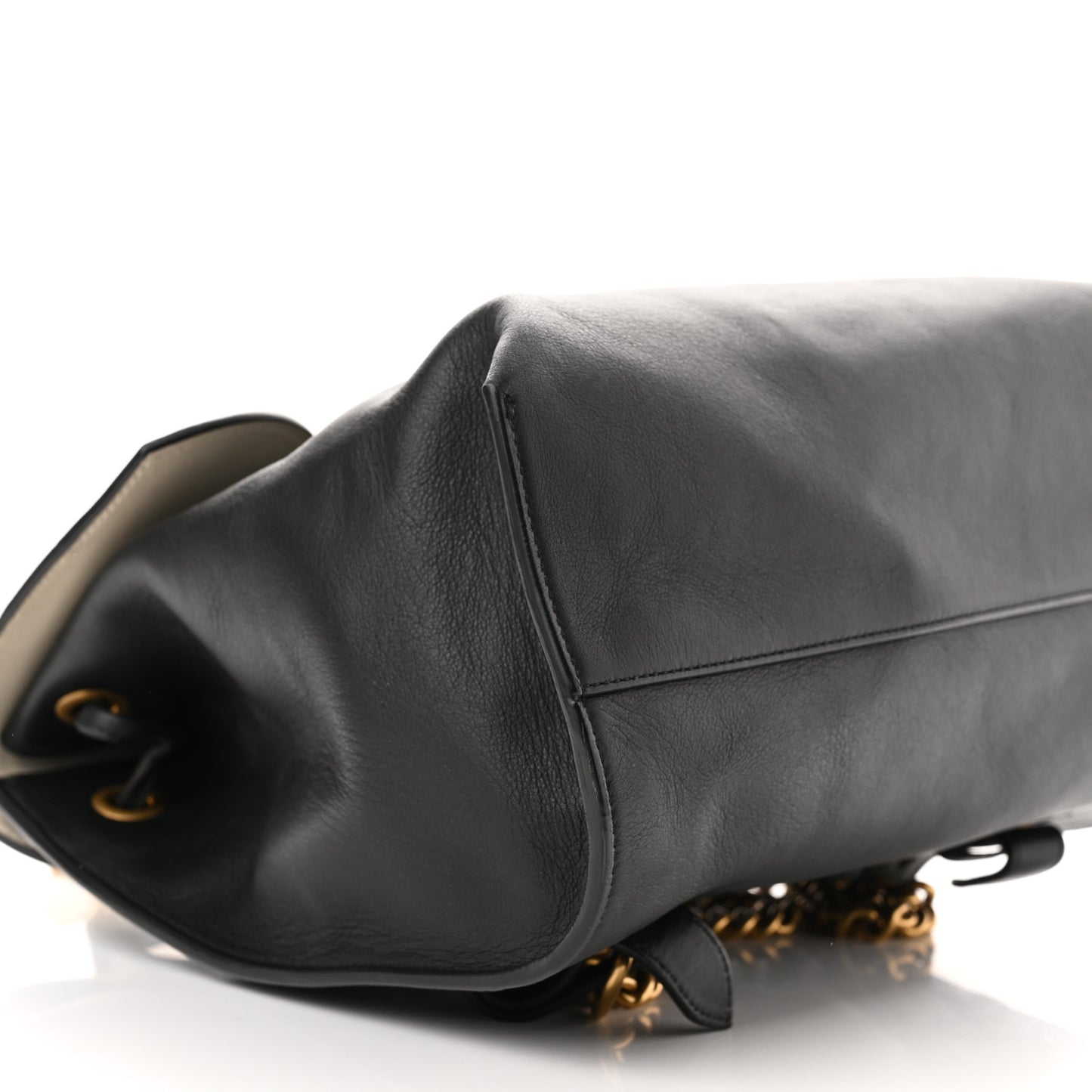 Calfskin Medium Malin Chain Backpack White Black Gold