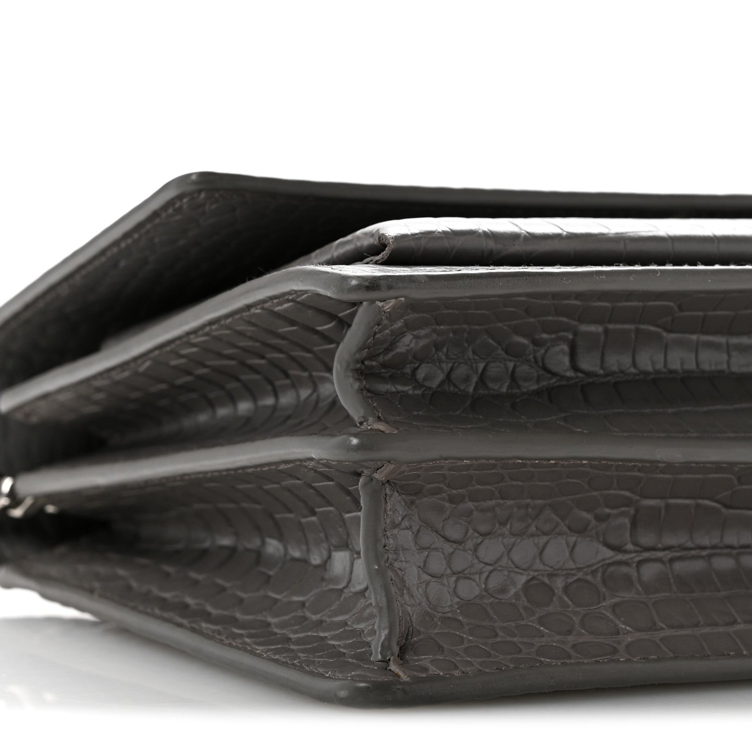 Saint Laurent Calfskin Crocodile Embossed Medium Monogram Sunset Fog 9 of 12