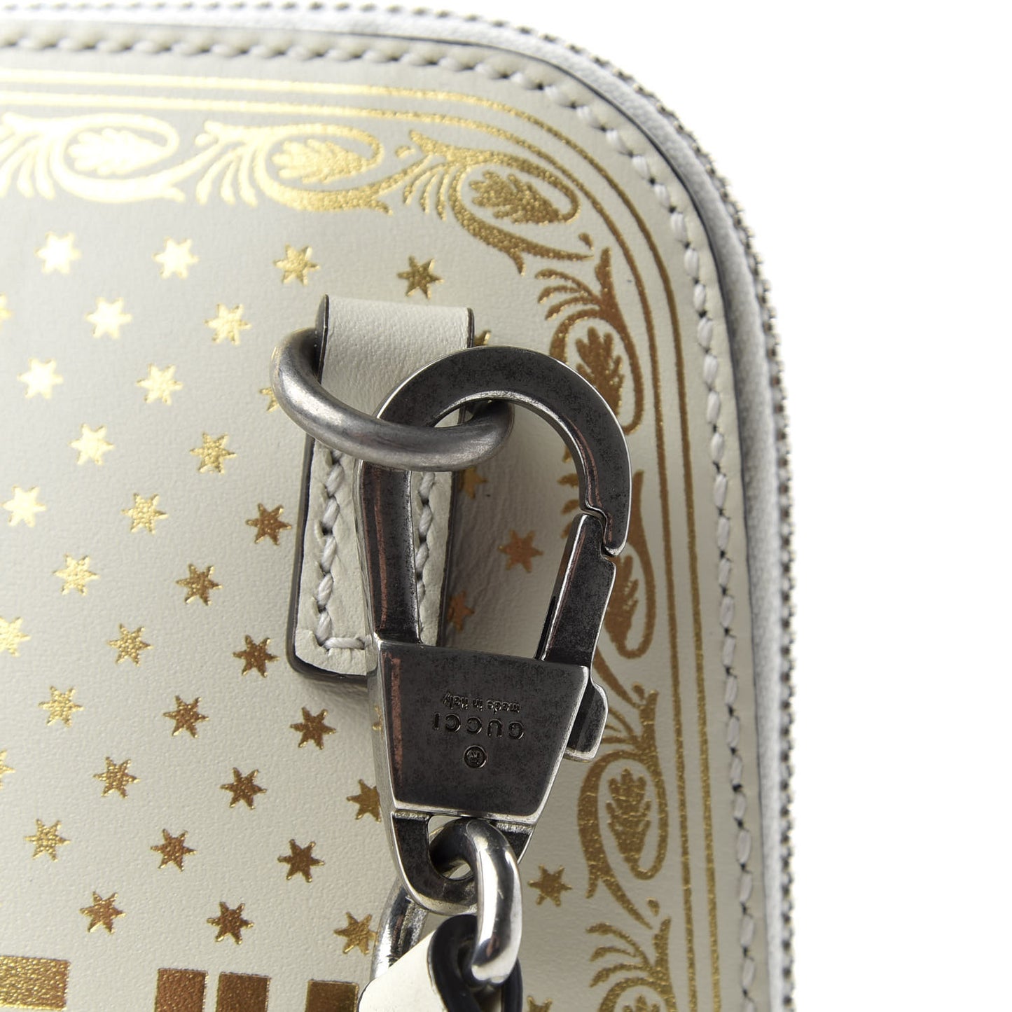 X SEGA Calfskin GUCCY Stars Mini Dome Shoulder Bag Mystic White Gold