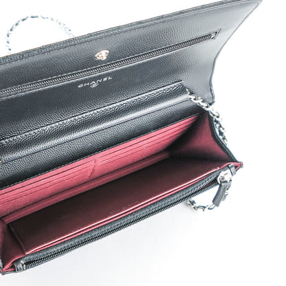 Chanel Caviar Chevron Quilted Wallet On Chain WOC Black 5 of 8