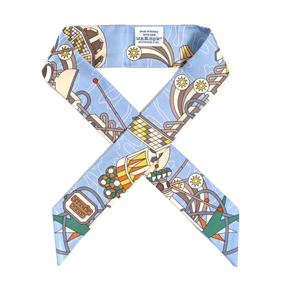 Hermes Silk Odyssey Twilly Beige Bleu Ciel Jaune Vif 1 of 4
