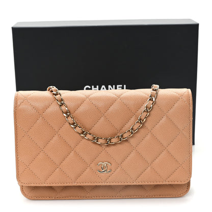 Chanel Caviar Quilted Wallet On Chain WOC Beige 12 of 12