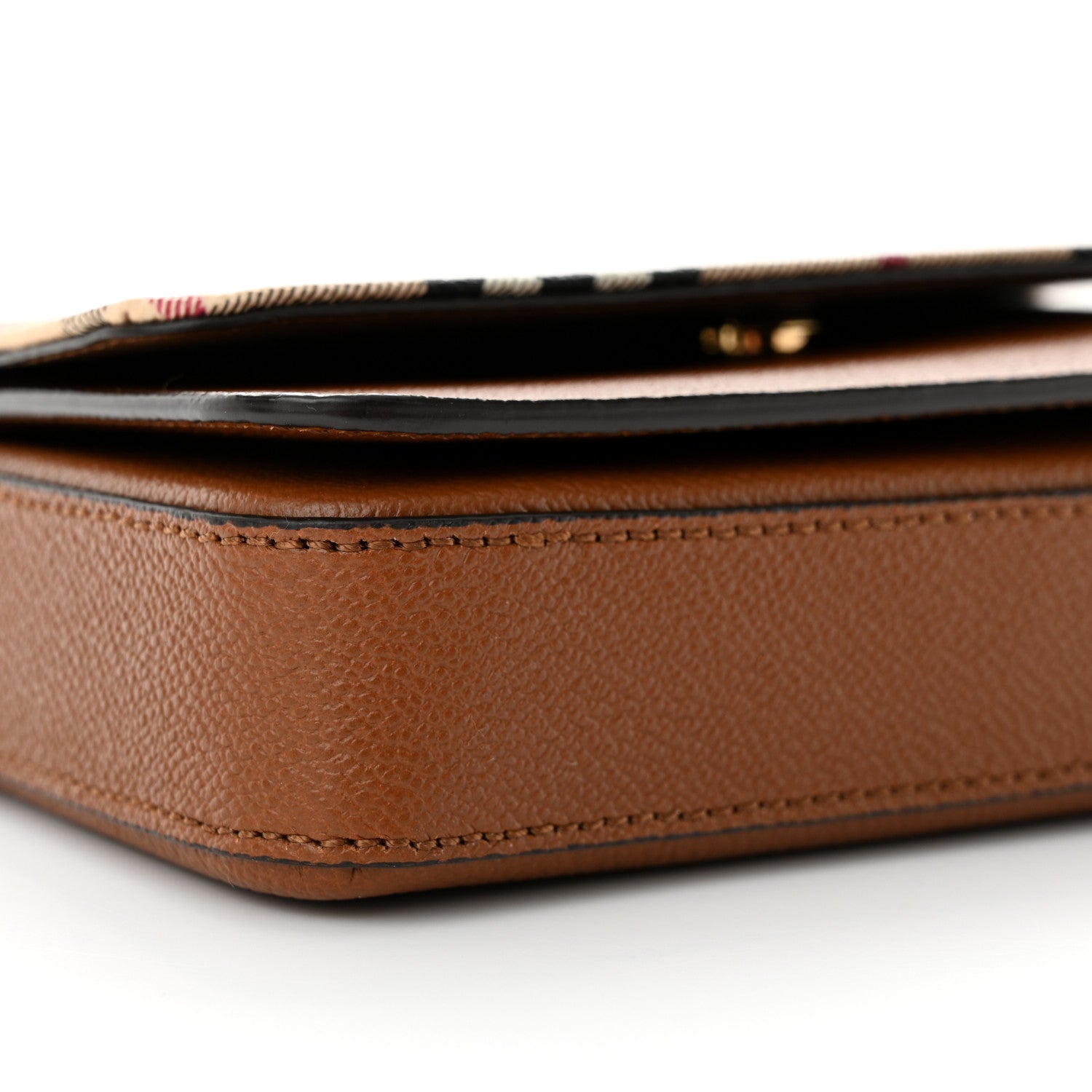 Burberry Calfskin Haymarket Check Hayes Crossbody Bright Toffee 8 of 9