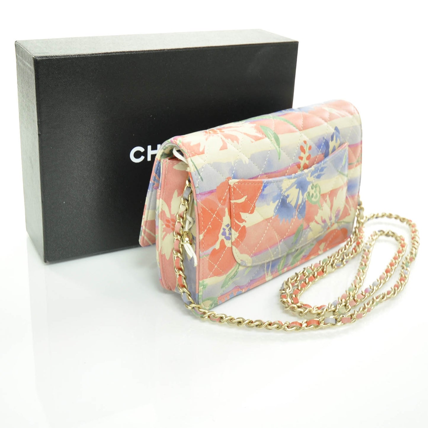 Lambskin Quilted Floral Wallet On Chain 10P