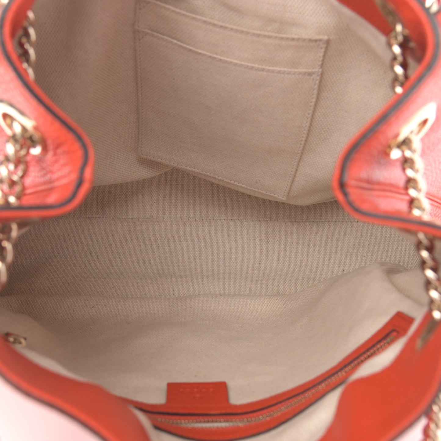 Pebbled Calfskin Medium Soho Chain Shoulder Bag Sun Orange