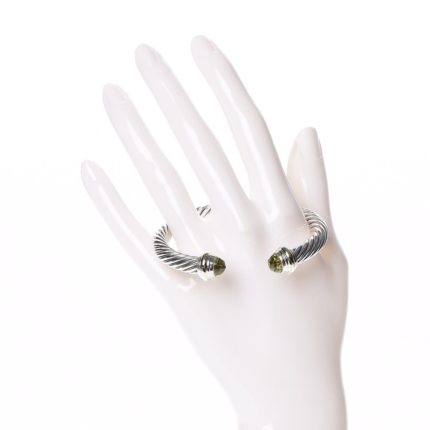 Sterling Silver 14K Yellow Gold Peridot 7mm Cable Classics Bracelet