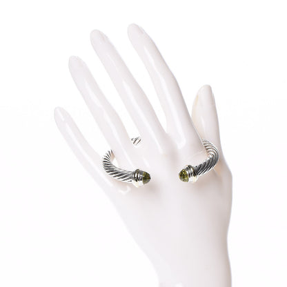 David Yurman Sterling Silver 14K Yellow Gold Peridot 7mm Cable Classics Bracelet 2 of 5