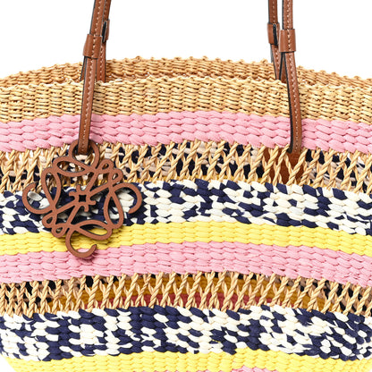 Loewe Raffia Anagram Paulas Ibiza Small Basket Tote Bag Natural Pink Tulip 7 of 10