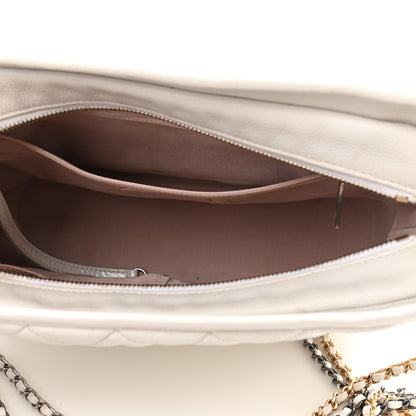 Chanel Patent Goatskin Quilted Medium Gabrielle Hobo White 5 of 25