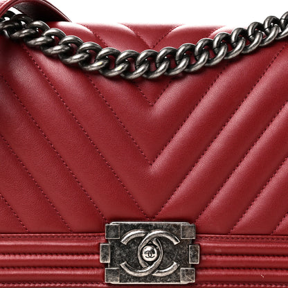 Chanel Calfskin Chevron Quilted Medium Boy Flap Burgundy 8 of 11