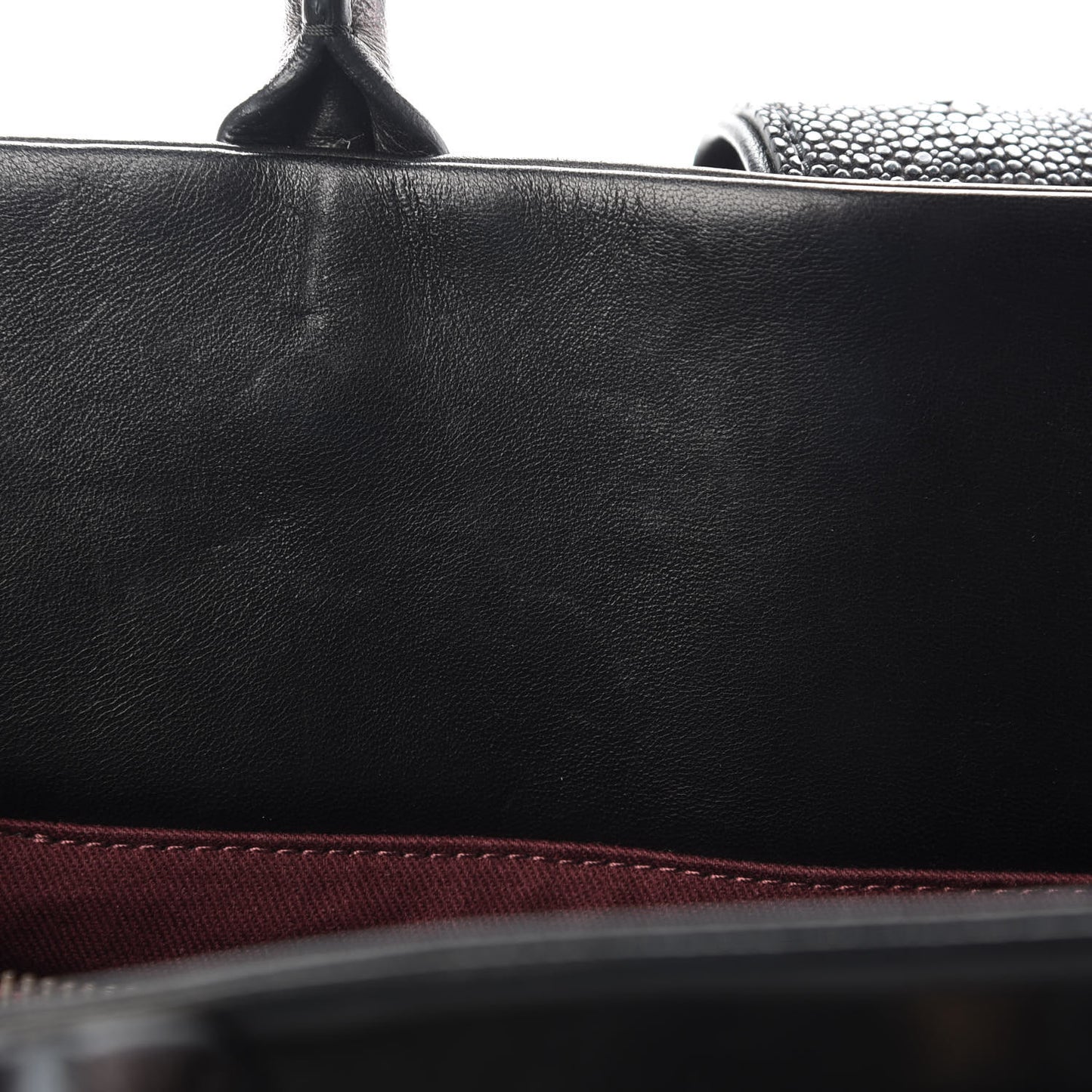 Glazed Calfskin Stingray Large Bindi CC Tote Black