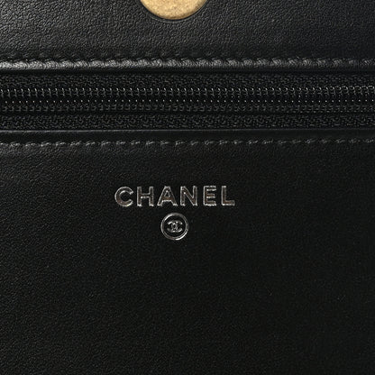 Chanel Aged Calfskin Quilted Gabrielle Wallet On Chain WOC White Black 6 of 11