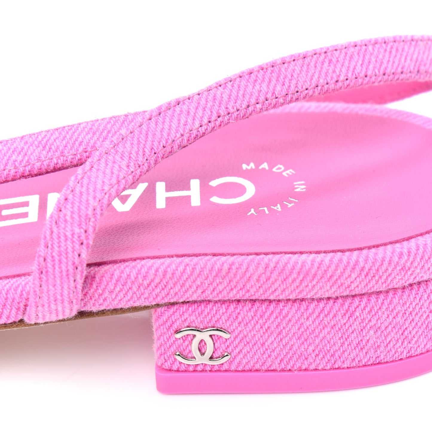 Denim Cap Toe CC Slingback Flats 40 Neon Pink