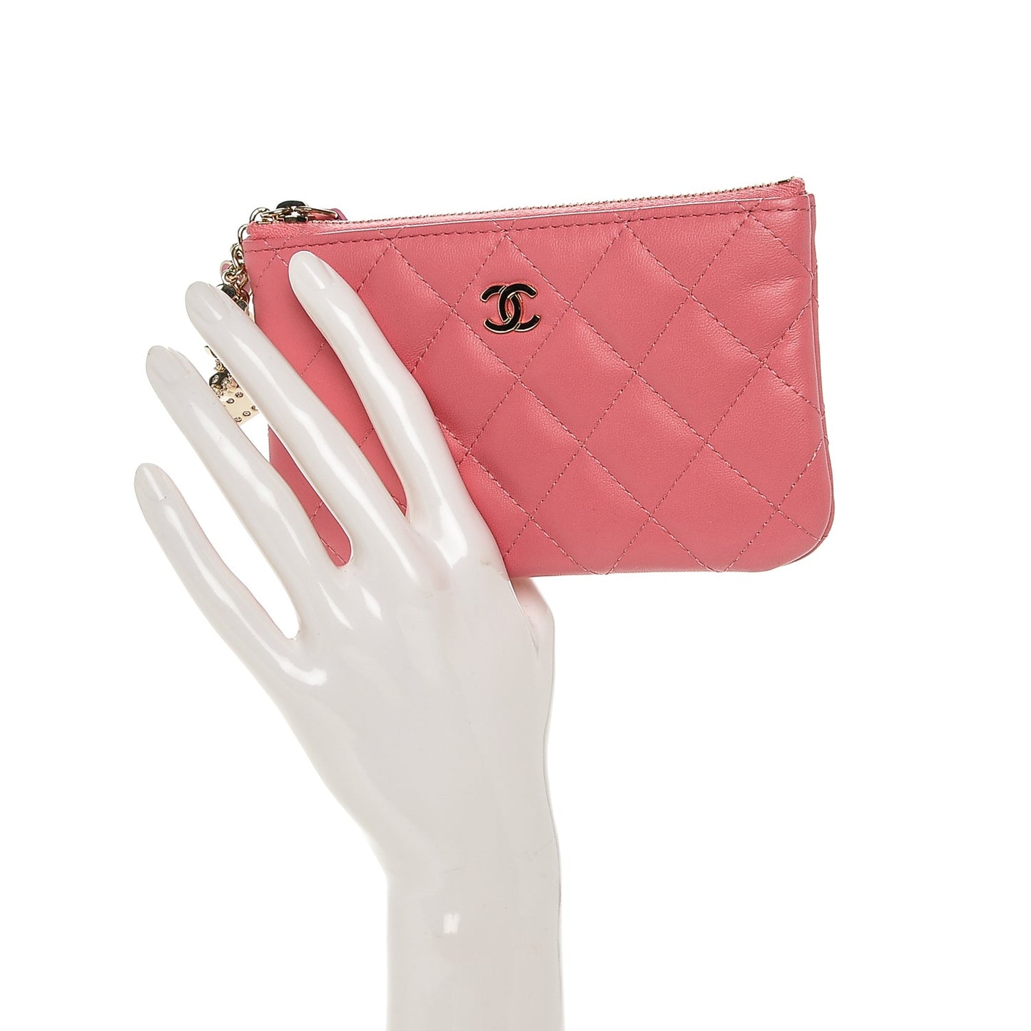 Lambskin Quilted Small Casino Cosmetic Case Pink