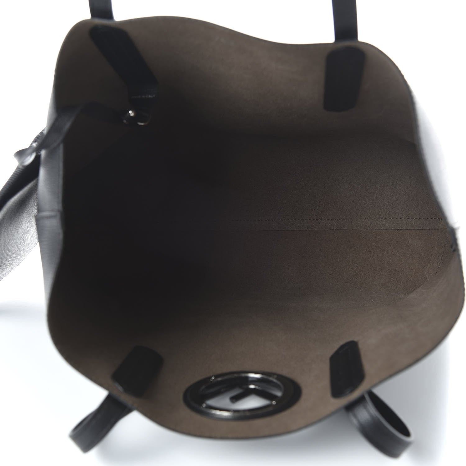 Fendi Vitello Vienna Enamel F is Fendi Shopping Tote Black Taupe 5 of 9