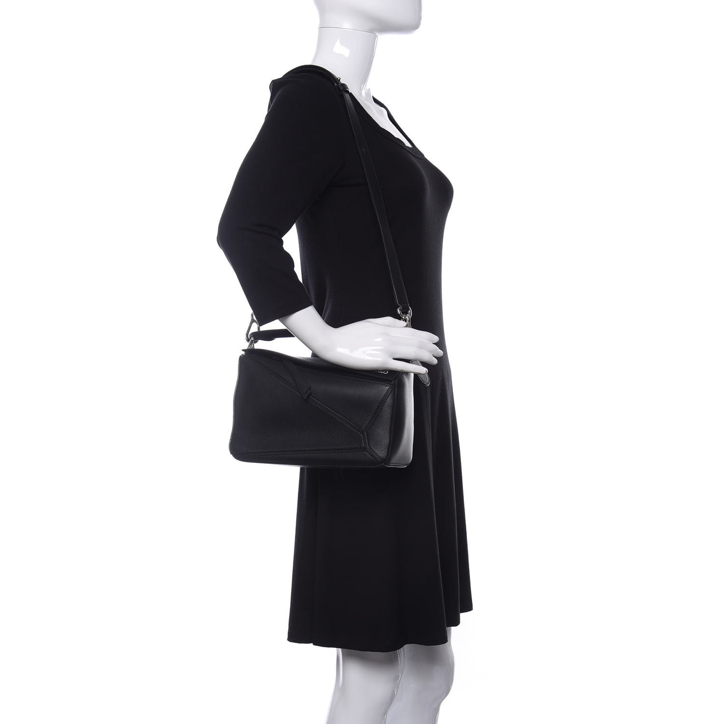 Calfskin Small Puzzle Bag Black