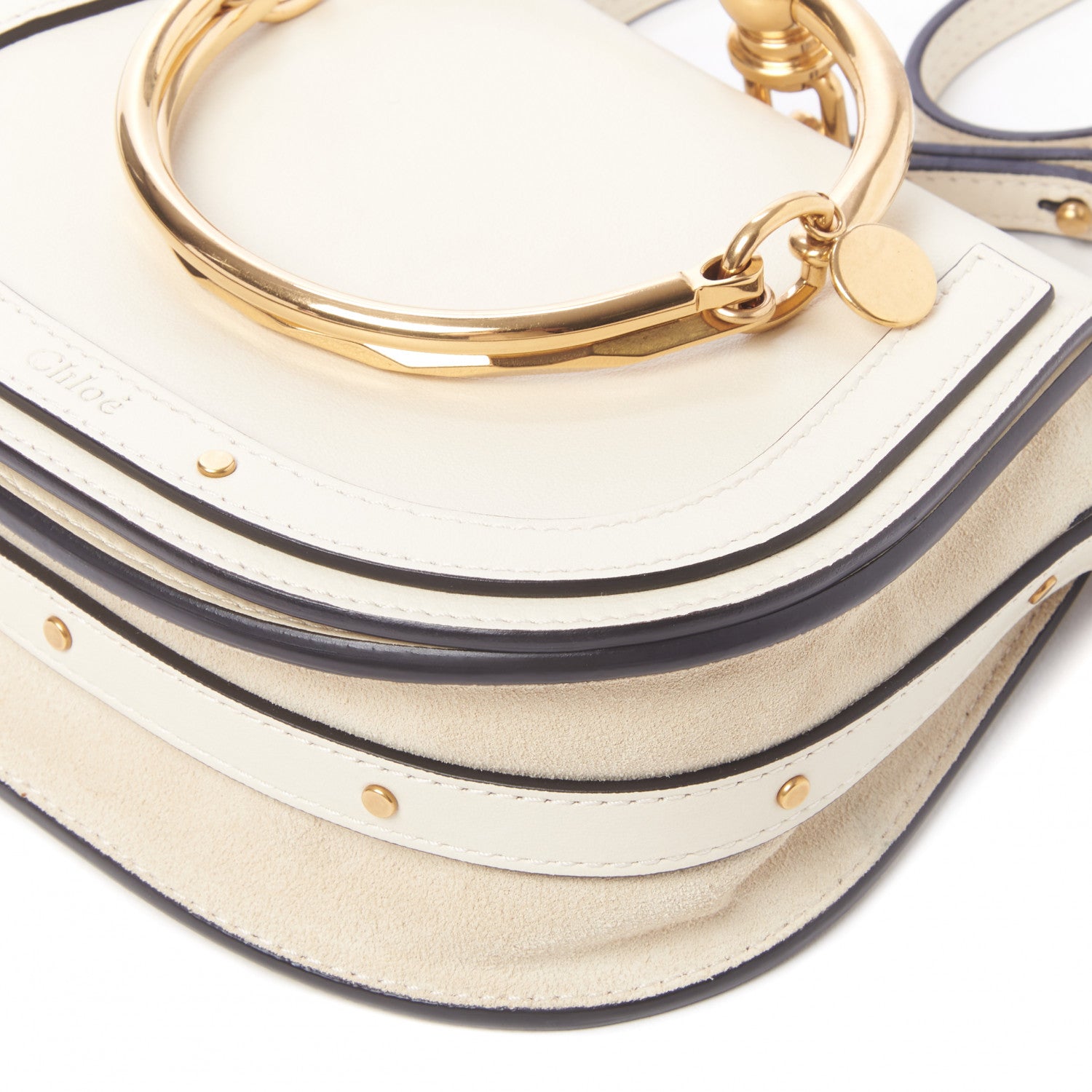 Chloe Calfskin Suede Small Nile Bracelet Bag Off White 5 of 9