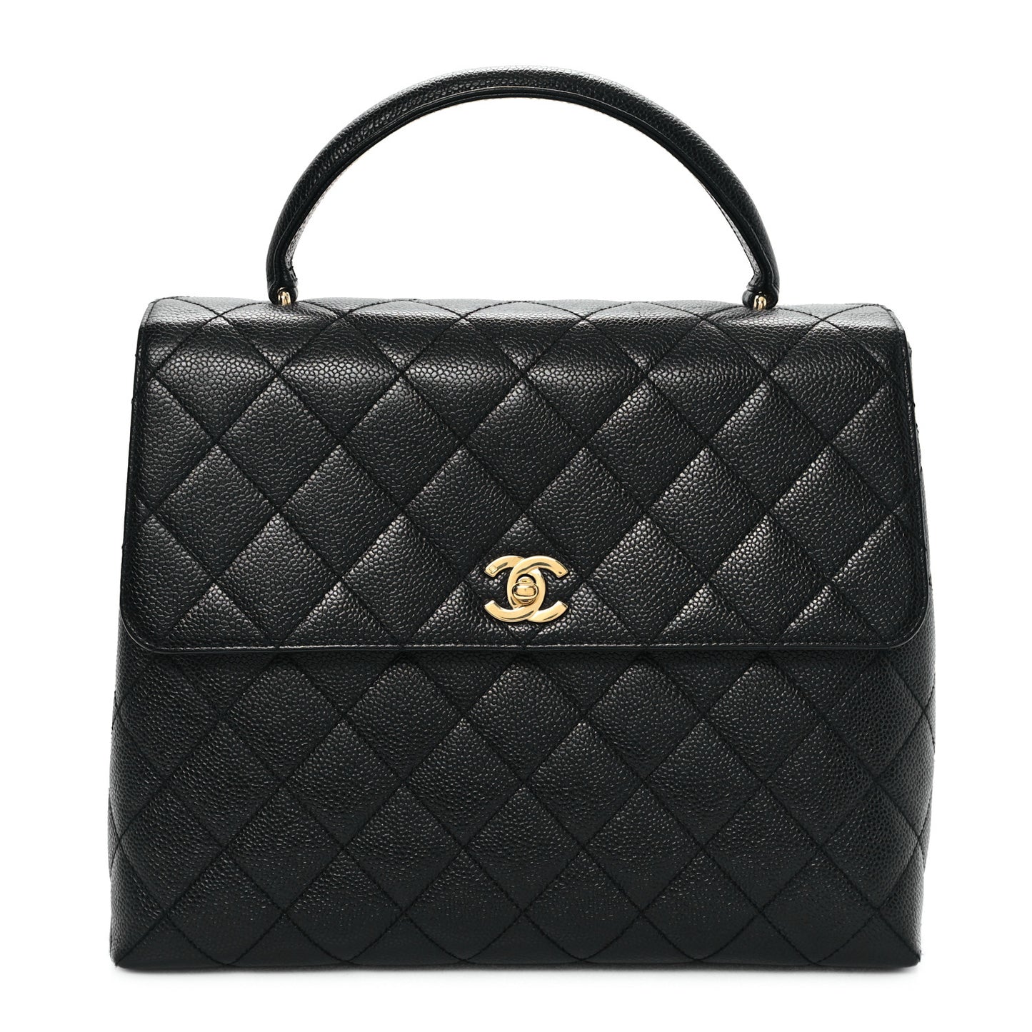 Caviar Quilted Jumbo Kelly Flap Black