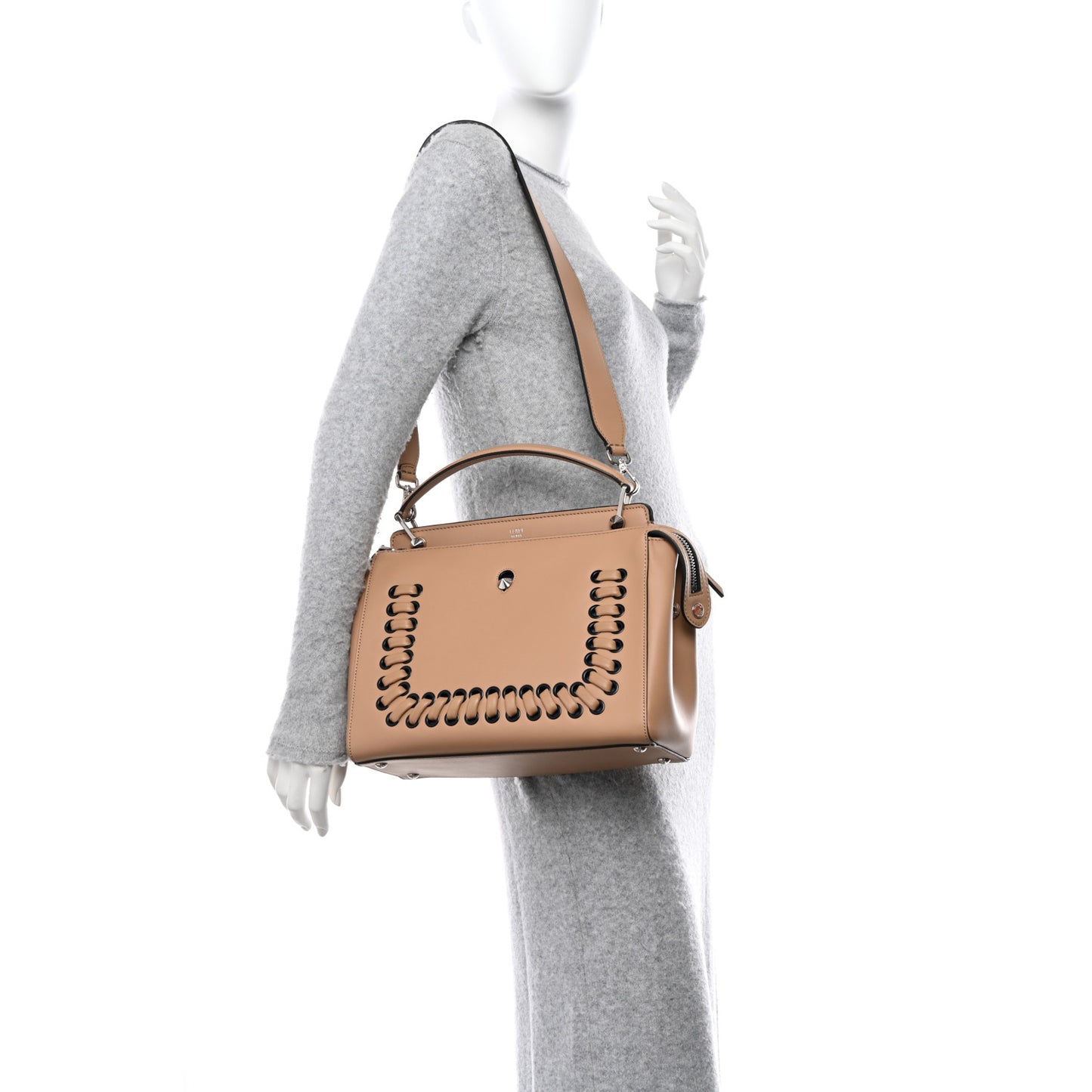 Vitello Baltico Dolce Shiny Nappa Lace Up DotCom Satchel Cuoio Ceruleo