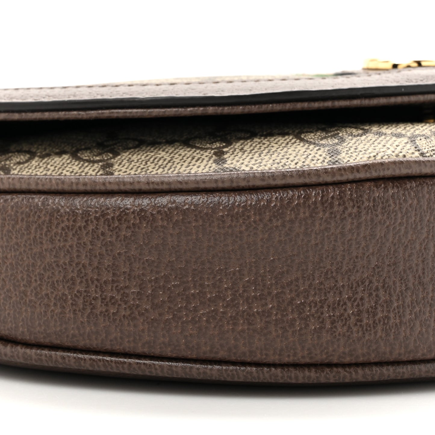 GG Supreme Monogram Textured Dollar Calfskin Web Mini Ophidia Flap Shoulder Bag Beige Ebony New Acero