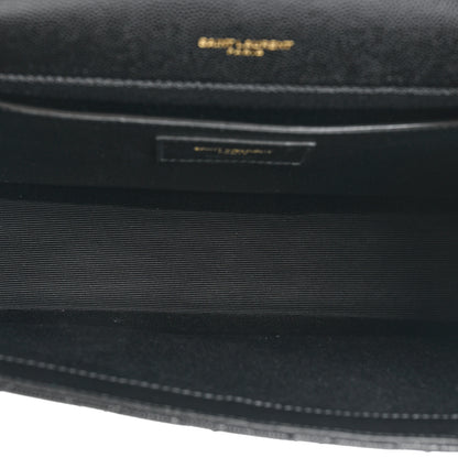 Saint Laurent Grain De Poudre Textured Mixed Matelasse Triquilt Medium Monogram Satchel Black 5 of 9