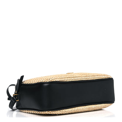 Saint Laurent Raffia Canvas Monogram Lou Camera Bag Beige Black 4 of 12