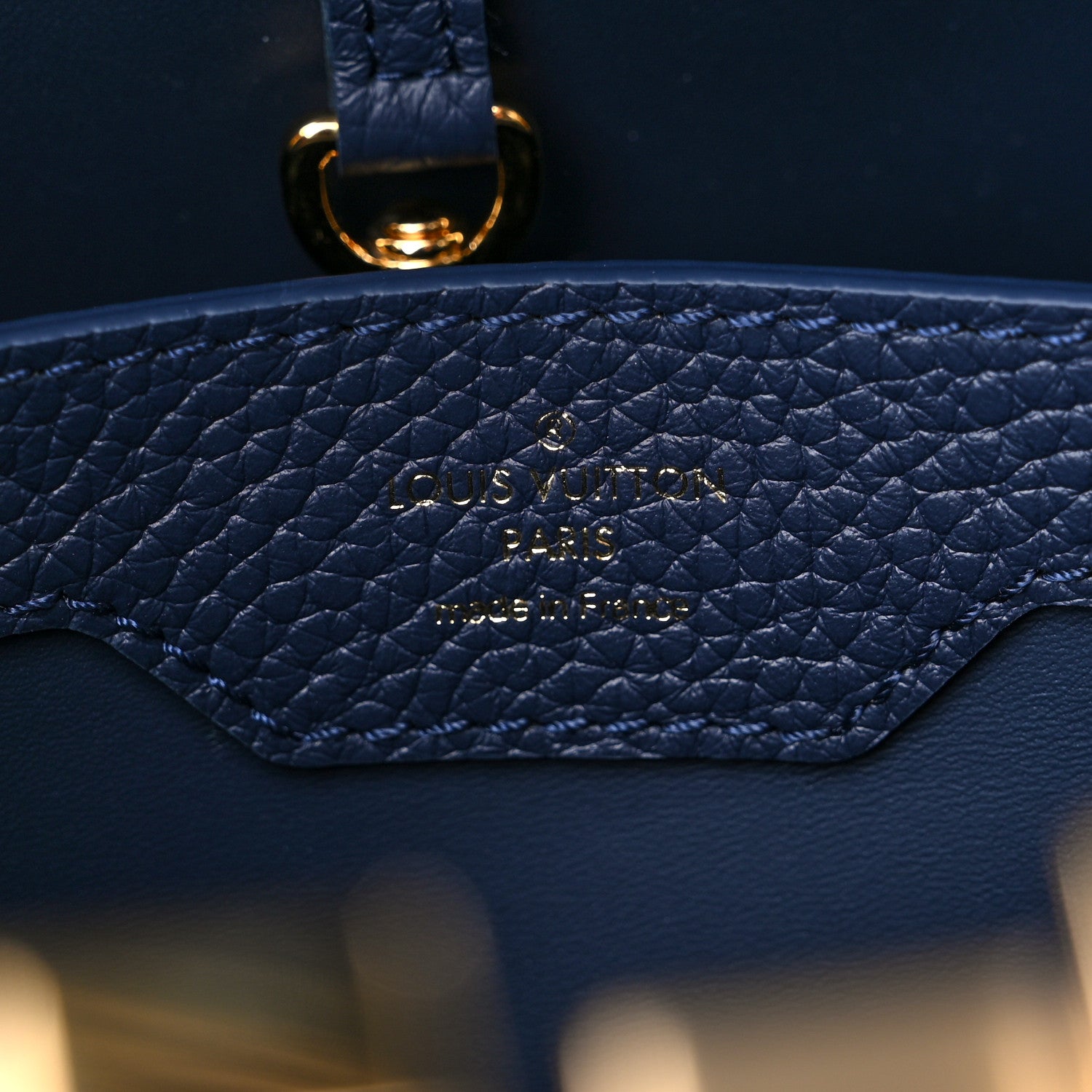 Louis Vuitton Tweed Raffia Calfskin Capucines MM Multicolor Navy