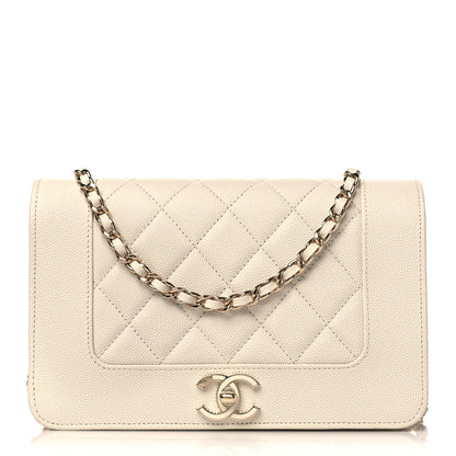Chanel Caviar Quilted Vintage Mademoiselle Wallet On Chain WOC White 1 of 10