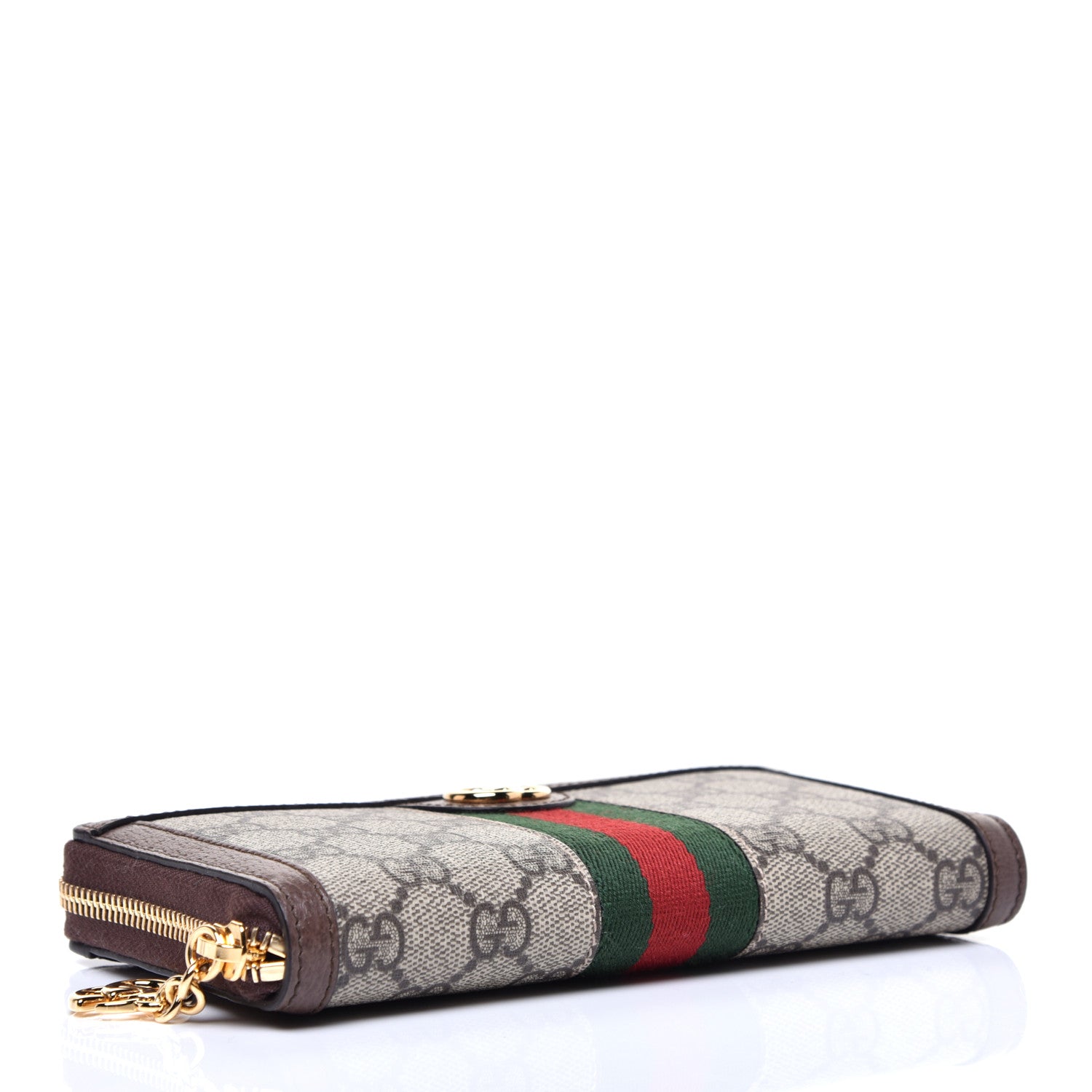 Gucci GG Supreme Monogram Web Ophidia Zip Around Wallet Brown 4 of 10