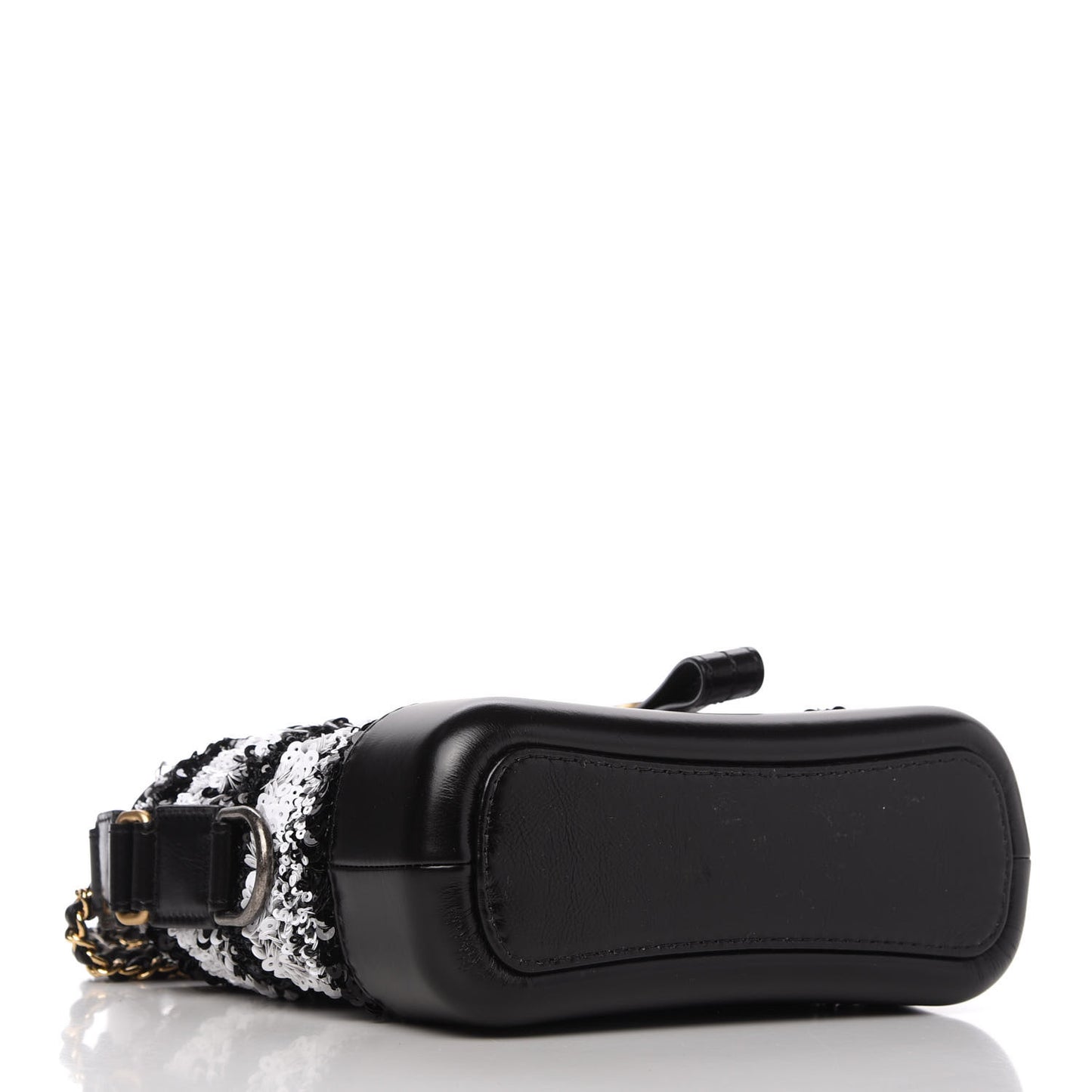 Sequin Calfskin Small Gabrielle Hobo Black White