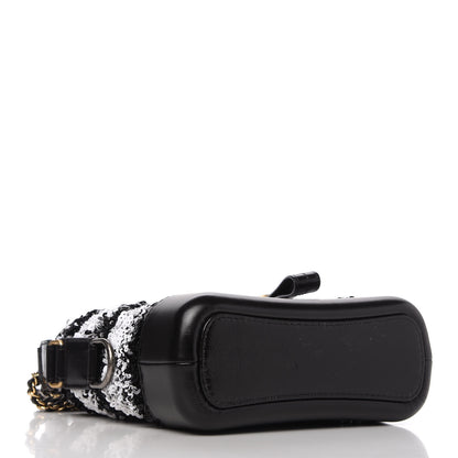 Chanel Sequin Calfskin Small Gabrielle Hobo Black White 4 of 9