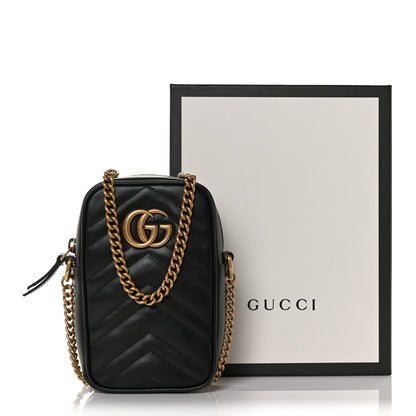 Gucci Calfskin Matelasse Mini GG Marmont Crossbody Bag Black 9 of 9