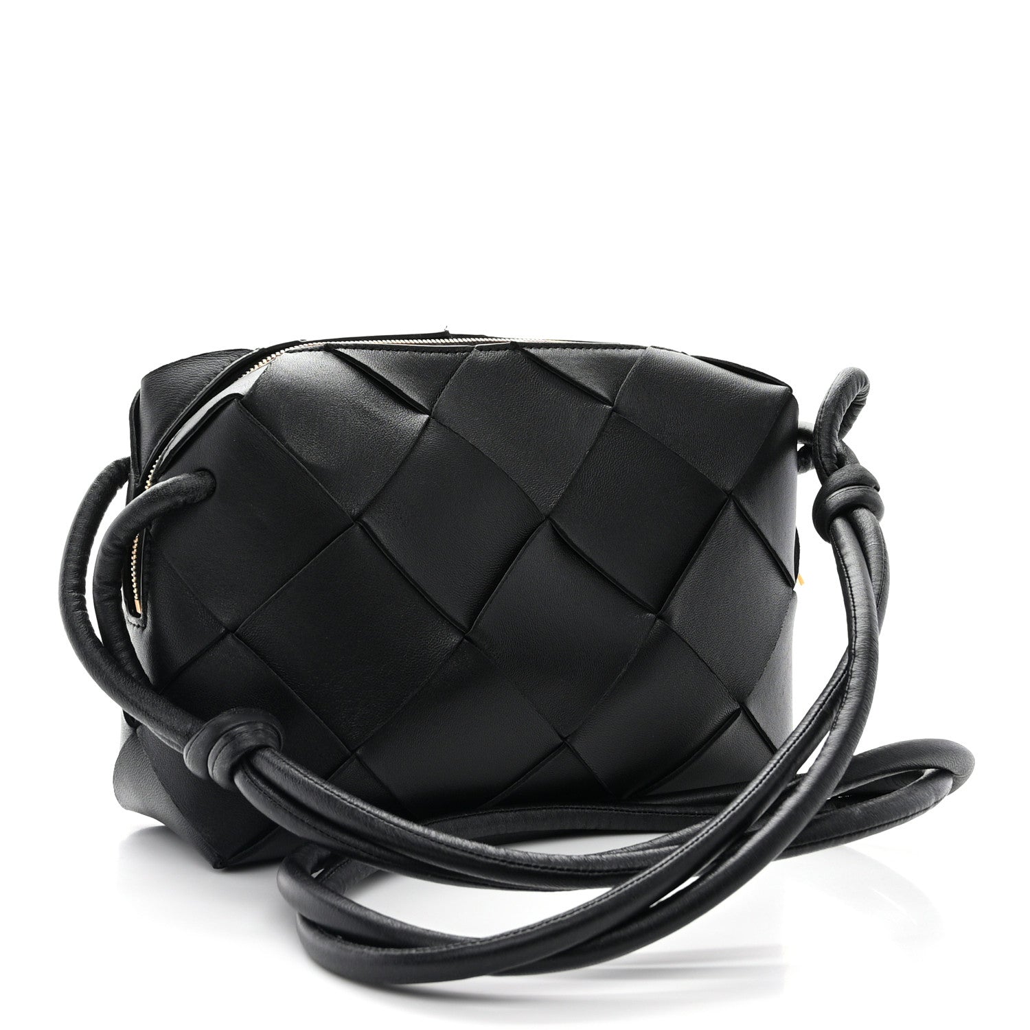 Bottega Veneta Lambskin Maxi Intrecciato Small Cassette Camera Bag Black 3 of 10