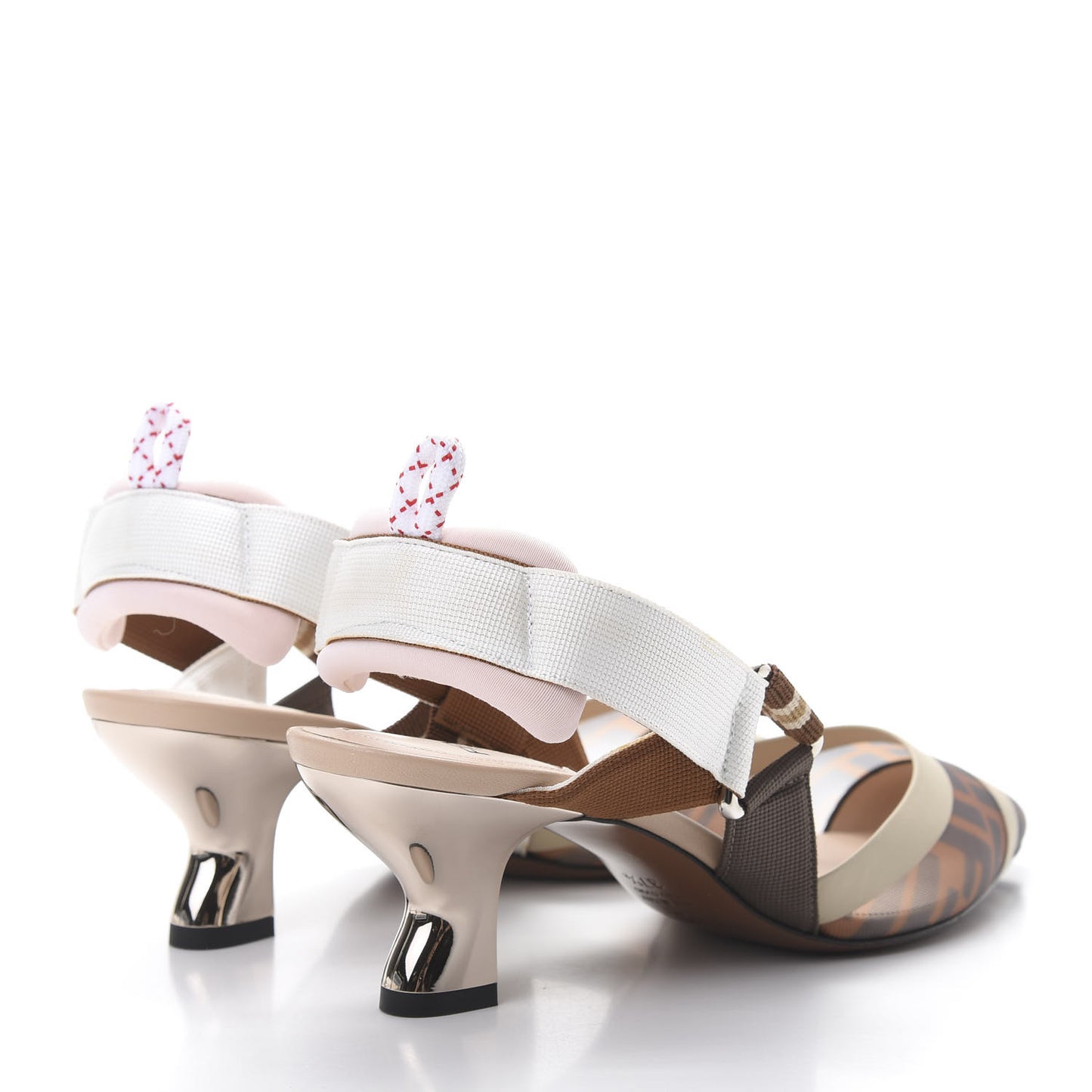 Technical Mesh FF Colibri Slingback Pumps 37.5 Brown Natural Multicolor