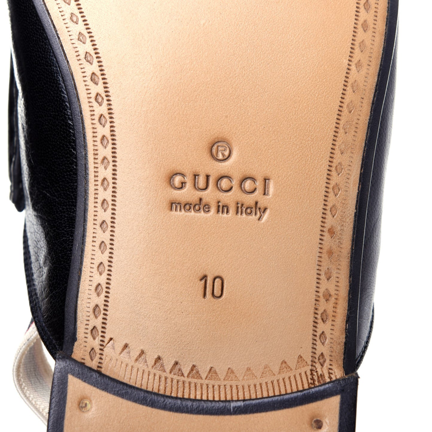 Goatskin Stripe Mens Horsebit Slingback Slippers 10 Black