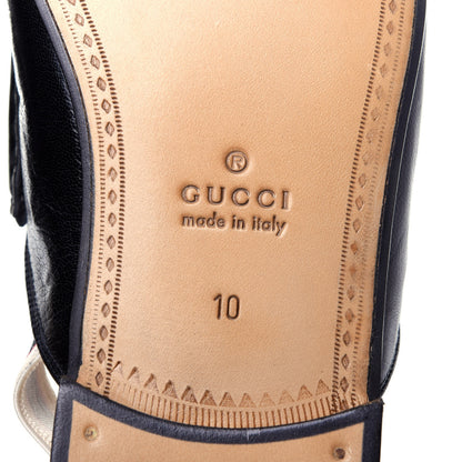 Gucci Goatskin Stripe Mens Horsebit Slingback Slippers 10 Black 8 of 11